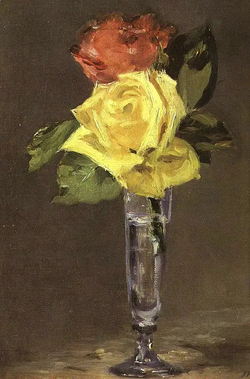 Rosas en una copa de champán - Édouard Manet