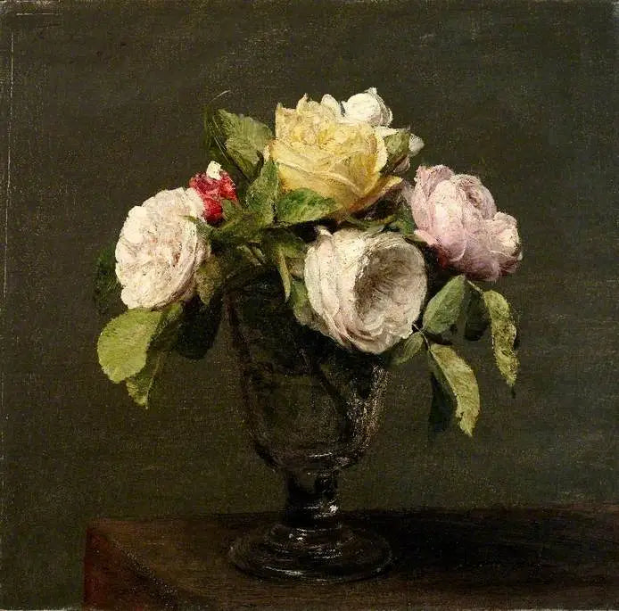 Rosas en un Vaso de Pie - Henri Fantin-Latour