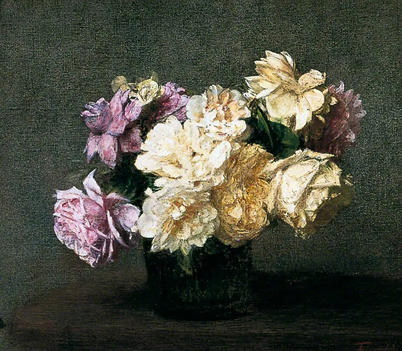 Rosas rosas y amarillas - Henri Fantin-Latour
