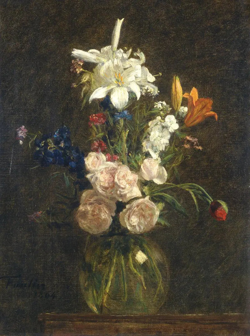 Rosas y lirios en un jarrón - Henri Fantin-Latour