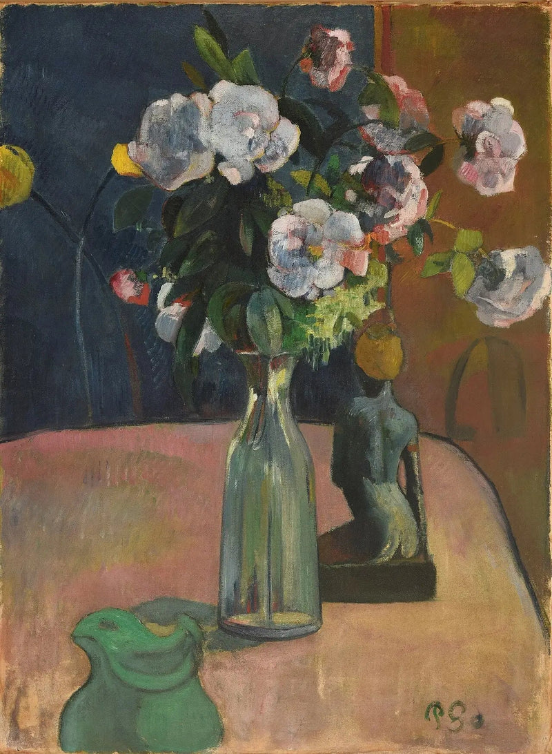Rosas y estatuilla - Paul Gauguin