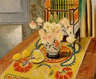 Rosas amarillas con jaula de periquitos - Henri Matisse