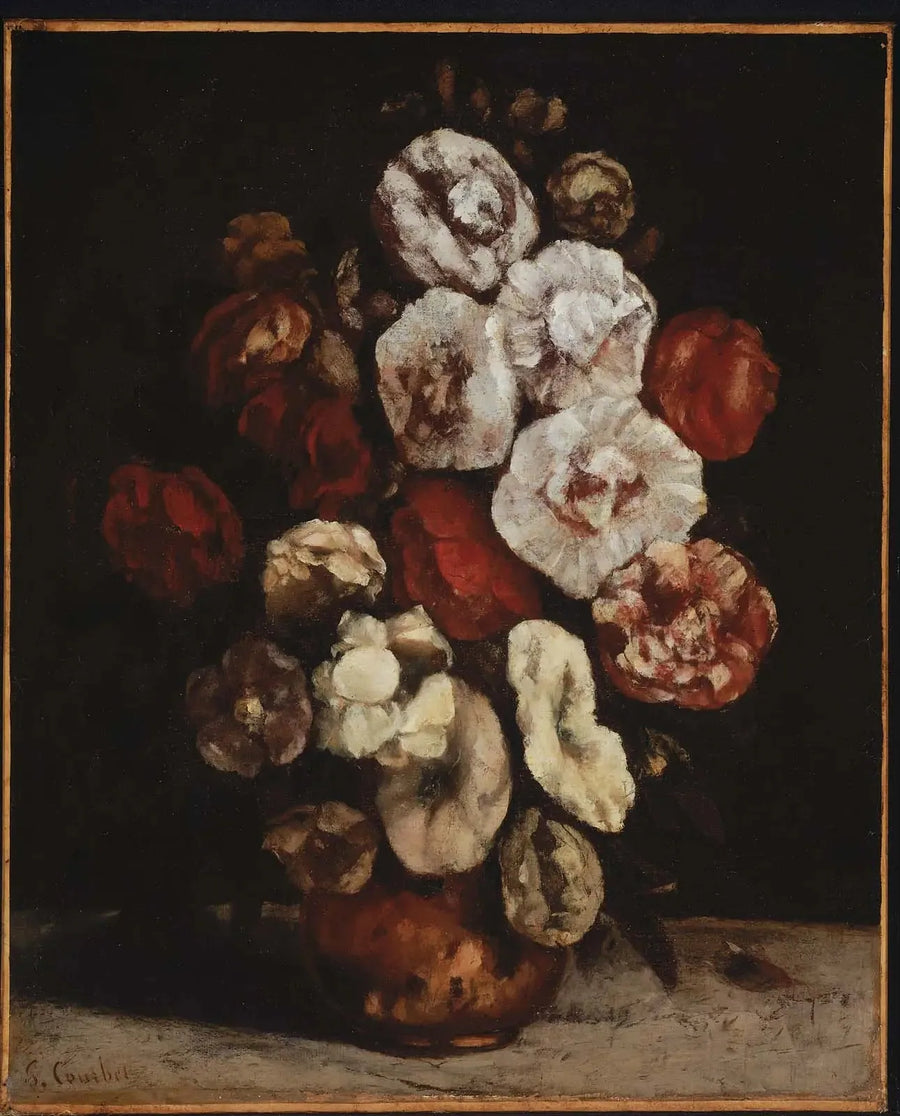 Rosas tréboles en un cuenco de cobre - Gustave Courbet