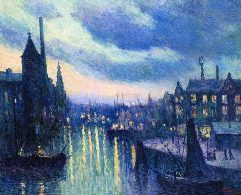 Róterdam, efecto de noche (La Schie) - Maximilien Luce