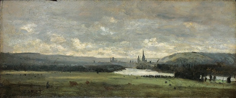 Rouen, una vista panorámica del Sena en primer plano - Jean-Baptiste Camille Corot