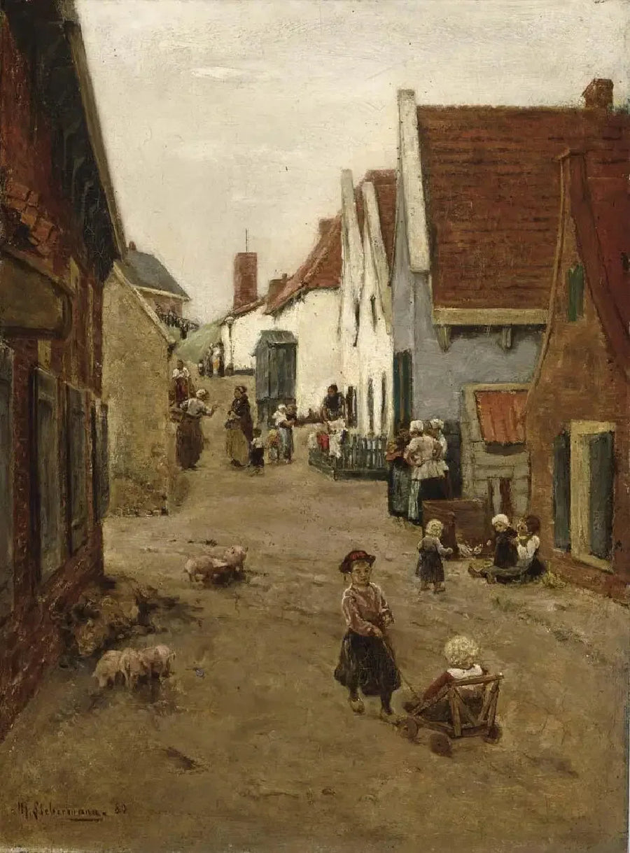 Camino del pueblo neerlandés / calle en Zandvoort - Max Liebermann