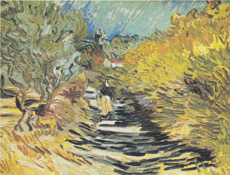 Un camino en Saint-Rémy con una figura femenina - Vincent van Gogh