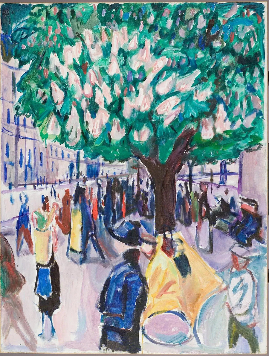 calle con castaño en flor - Edvard Munch