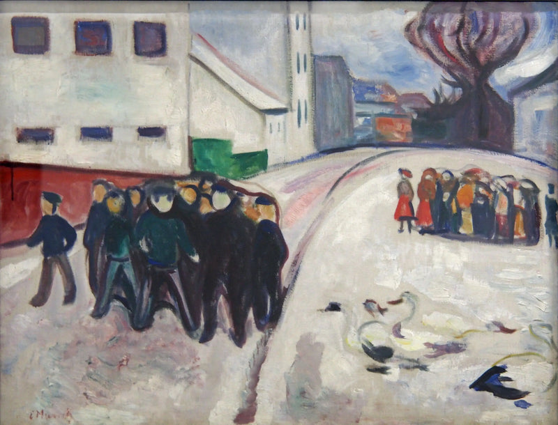calle de un pequeño pueblo en la nieve - Edvard Munch