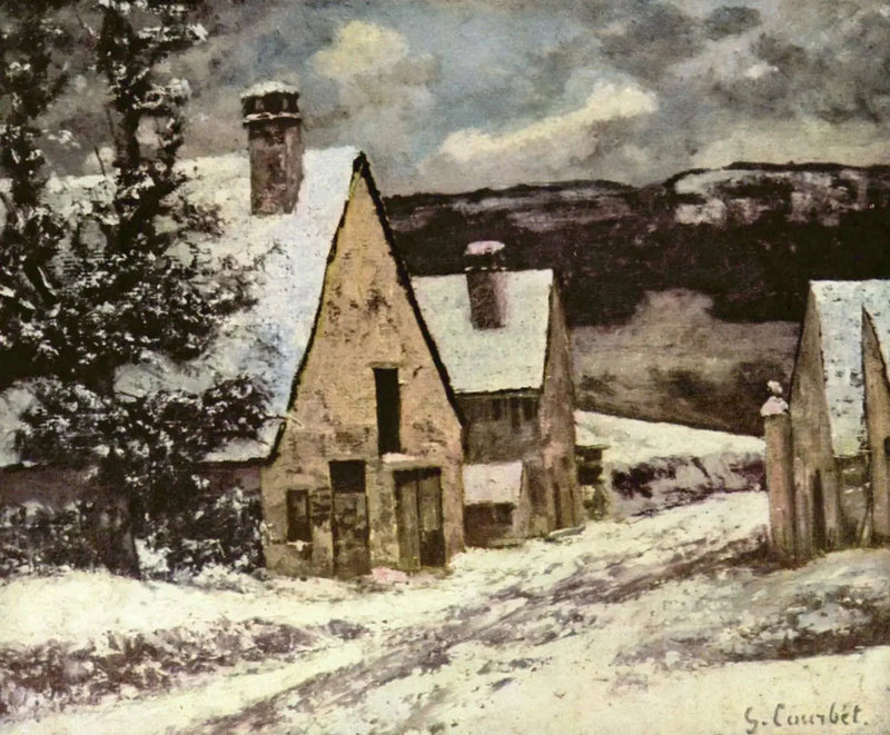 Calle del pueblo en invierno - Gustave Courbet