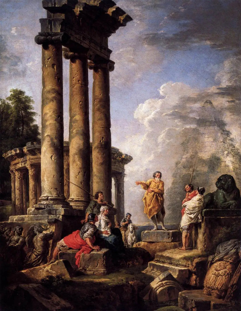 Ruinas con San Pablo predicando - Giovanni Paolo Panini