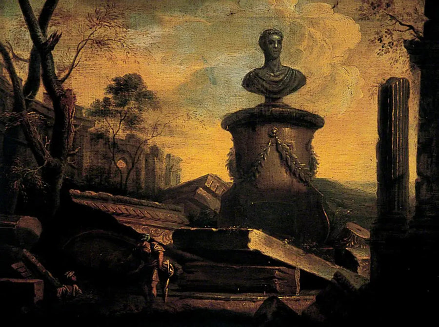 Ruinas con un busto - Giovanni Paolo Panini