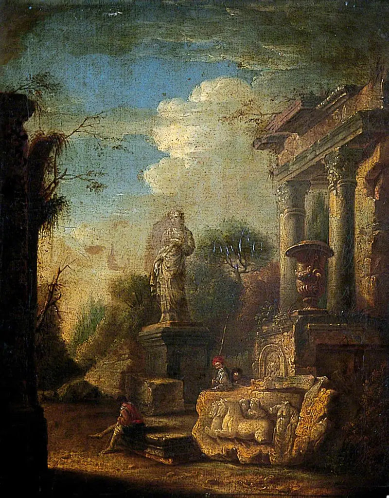 Ruinas con una estatua - Giovanni Paolo Panini