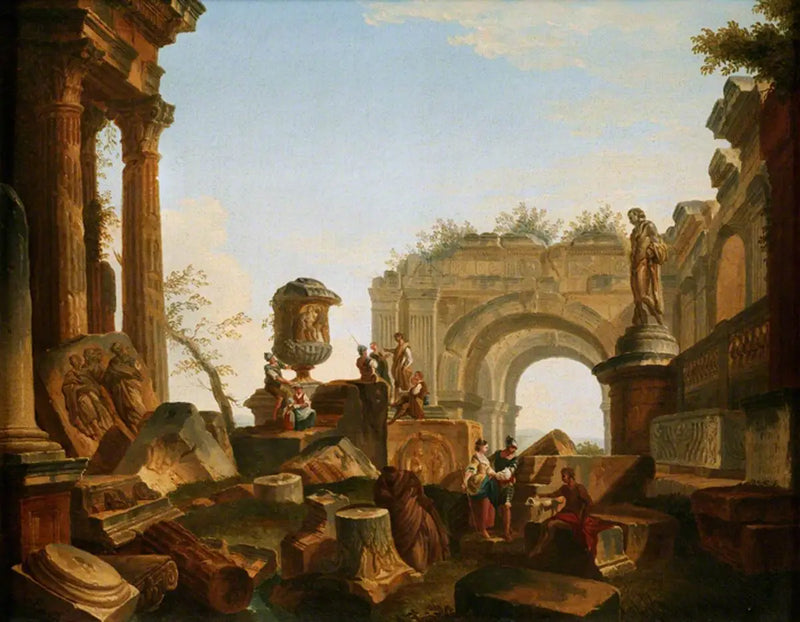 Ruinas con una urna y un arco - Giovanni Paolo Panini