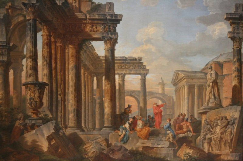 Ruinas romanas con un predicador - Giovanni Paolo Panini