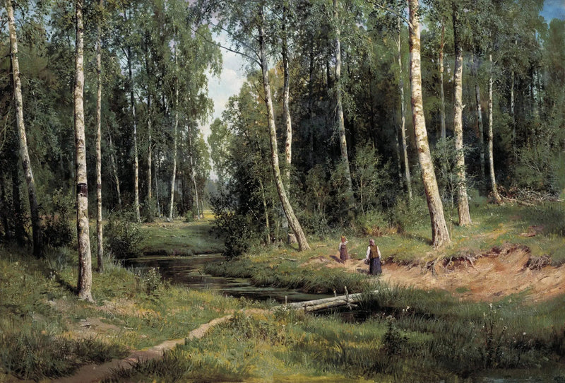 Arroyo en un bosque de abedules - Ivan Chichkine