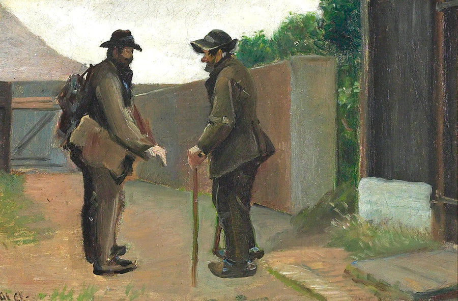 Seren Bondhagen habla con un anciano de Skagen. -Michael Peter Ancher