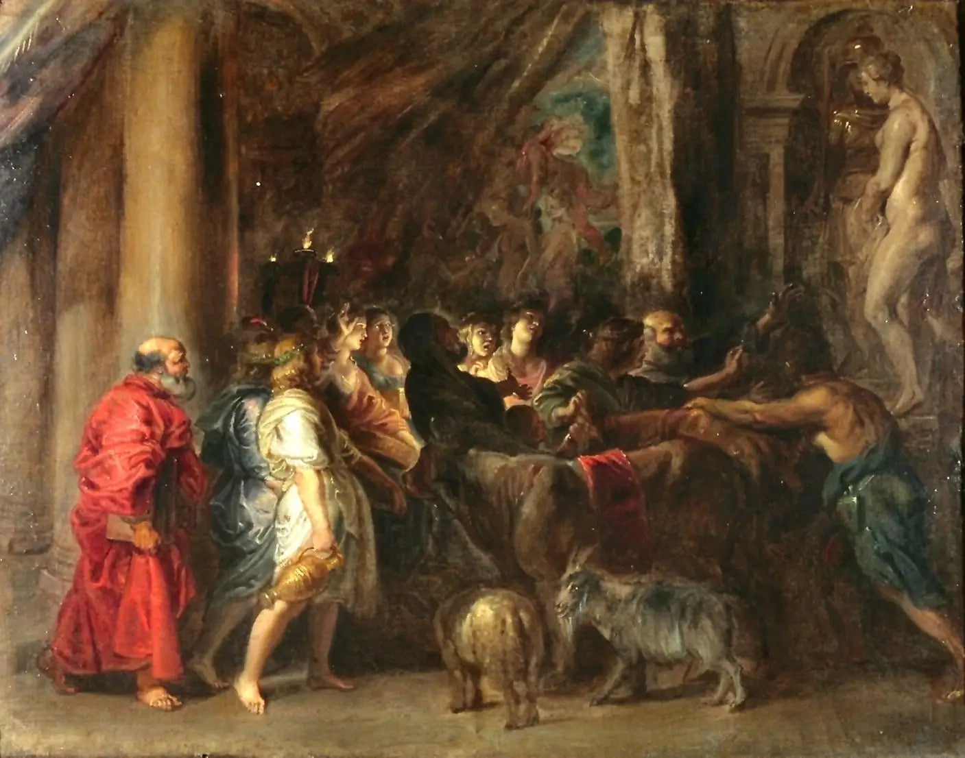 Sacrifice dans un temple (d'après Adam Elsheimer) - Peter Paul Rubens image 1 copie de tableau peinte à la main
