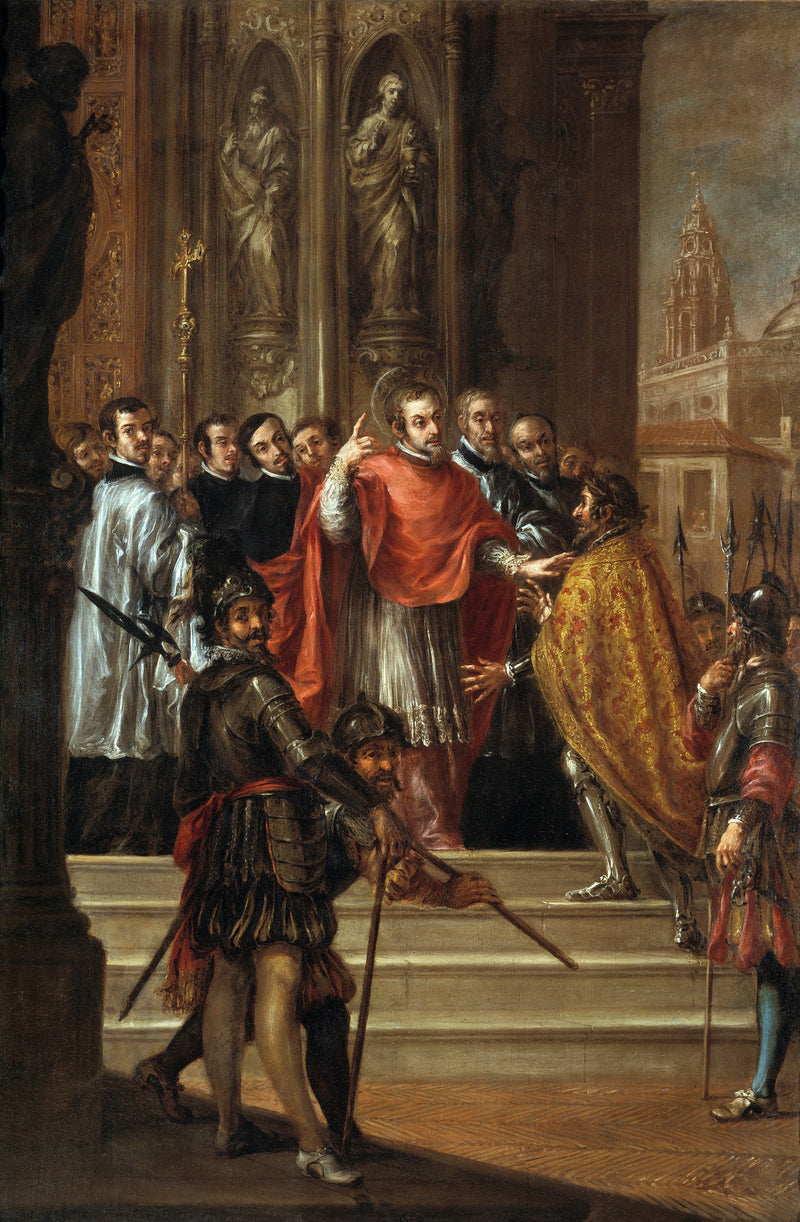 San Ambrosio absolviendo al emperador Teodosio - Juan de Valdés Leal