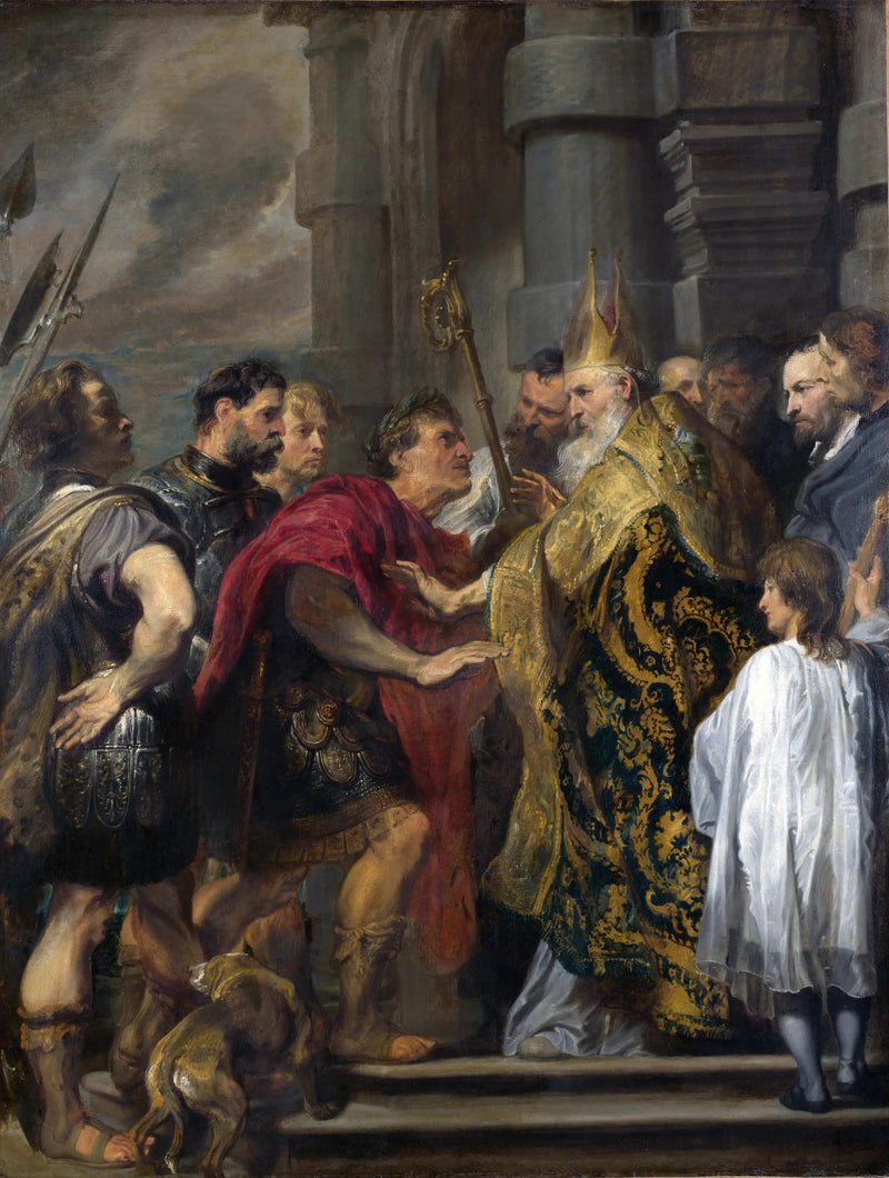 San Ambrosio rechazando a Teodosio la entrada a su iglesia - Antoine van Dyck
