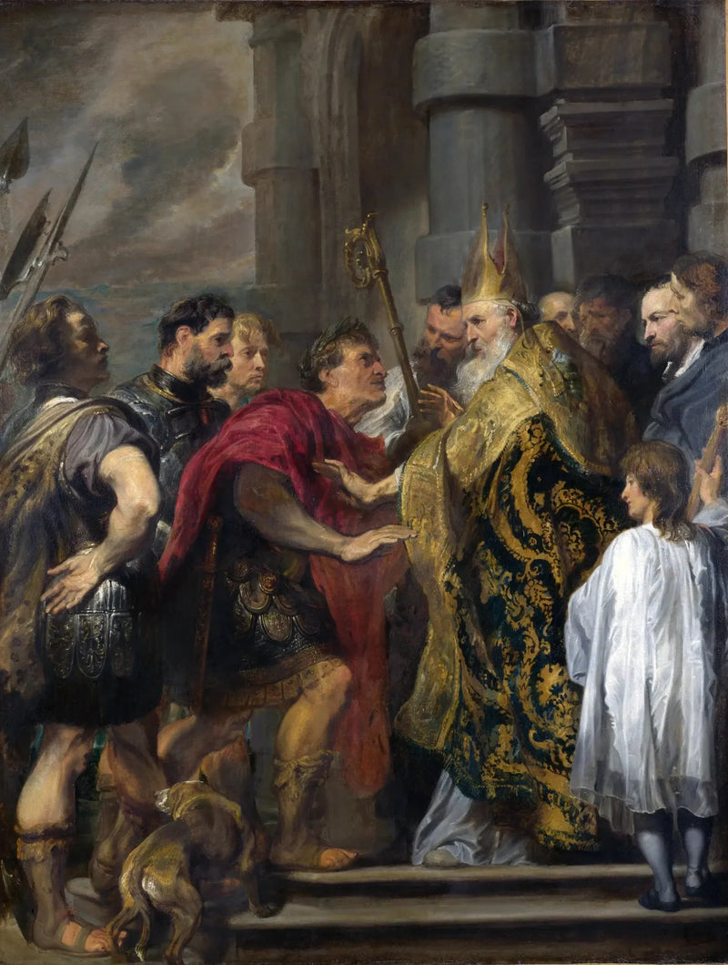 San Ambrosio rechazando a Teodosio la entrada a su iglesia - Antoine van Dyck