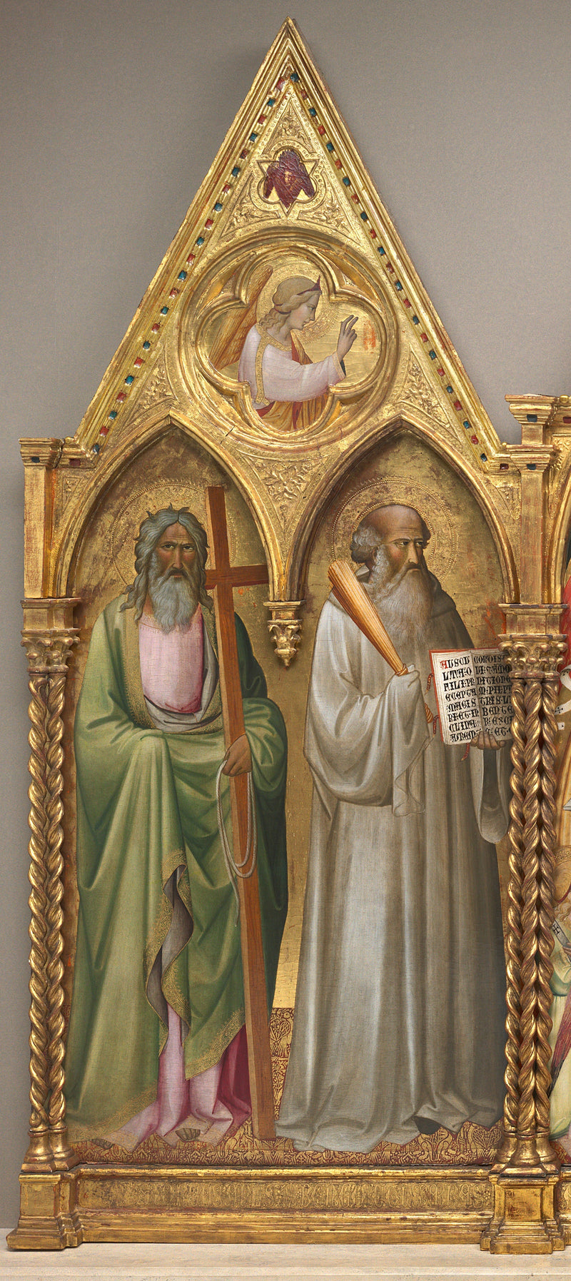 San Andrés y San Benito con el arcángel Gabriel [panel izquierdo] - Agnolo Gaddi