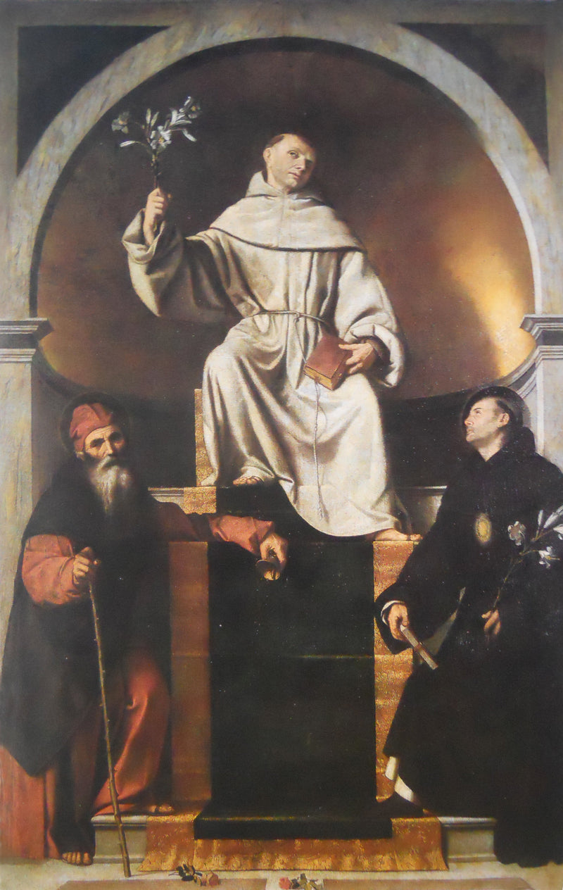 San Antonio de Padua con los santos Antonio el Abad y Nicolás de Tolentino - Alessandro Bonvicino