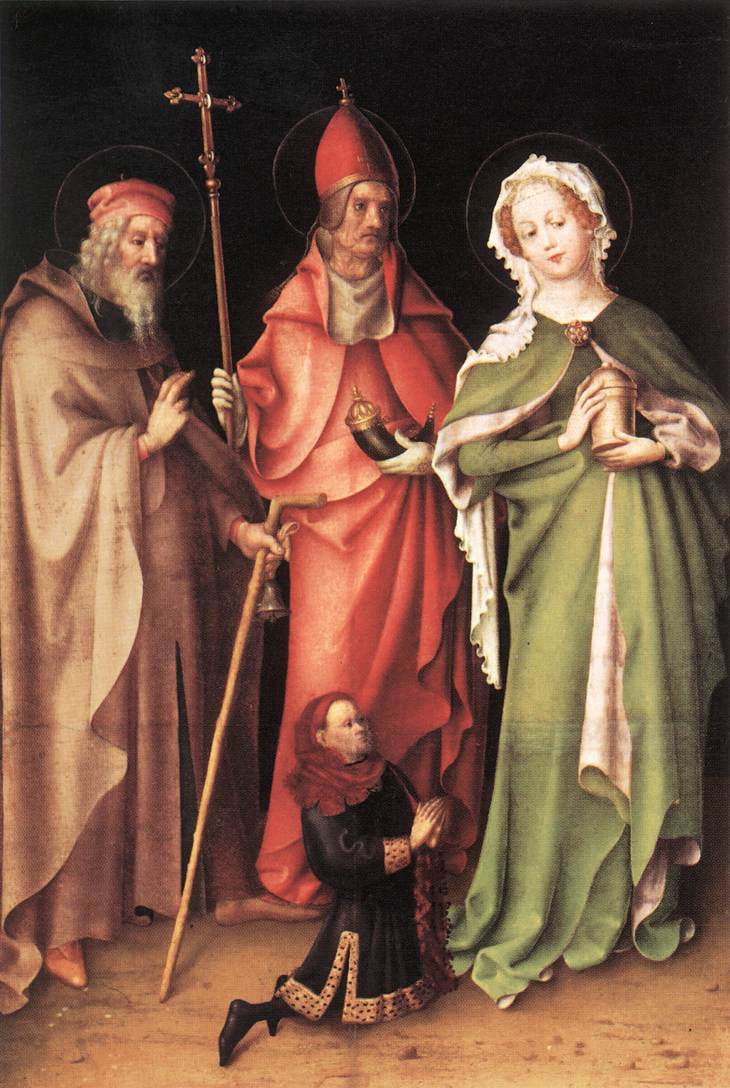 San Antonio Ermitaño, San Cornelio y Santa María Magdalena con un donante - Stefan Lochner