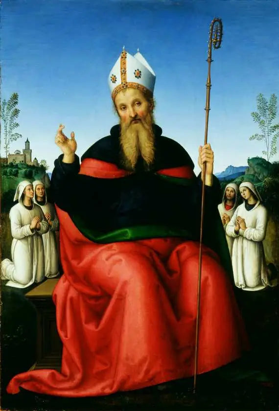 San Agustín con los miembros de la Hermandad de Perusa - Pietro Perugino
