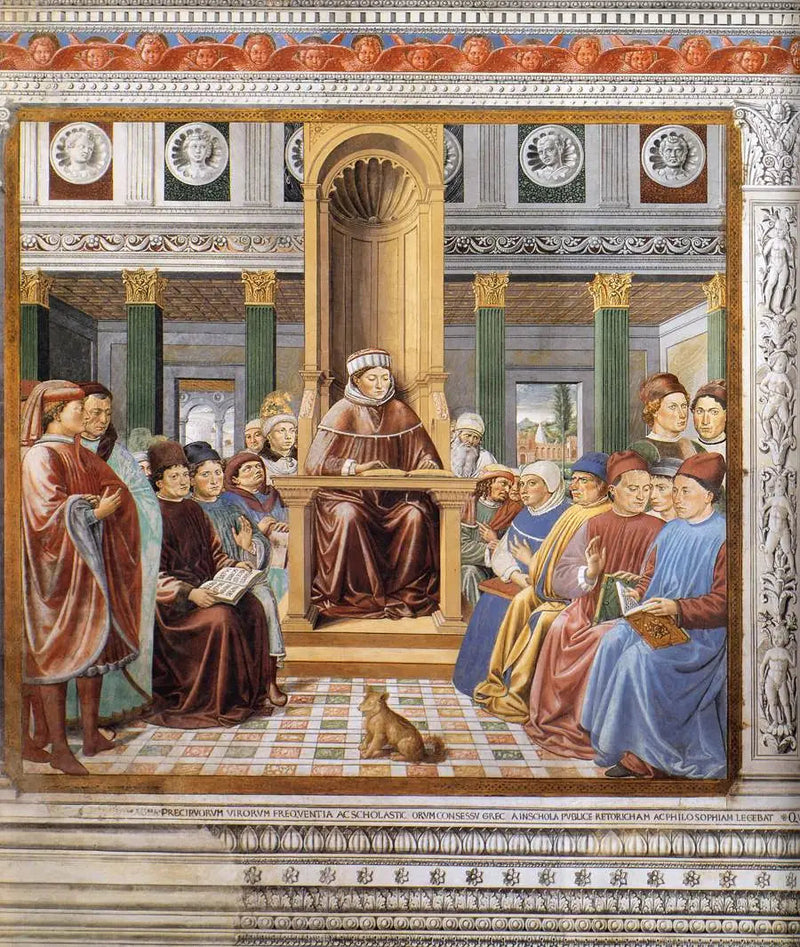 San Agustín enseñando en Roma (escena 6, muro sur) - Benozzo Gozzoli