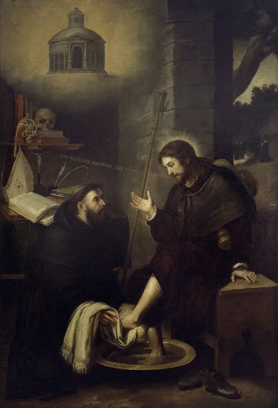 San Agustín lava los pies de Cristo - Bartolomé Esteban Murillo