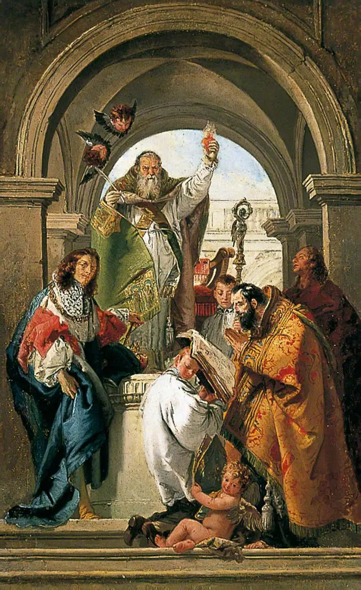 San Agustín, San Luis de Francia, San Juan Evangelista y un Santo obispo - Giovanni Battista Tiepolo