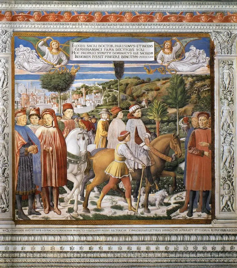 San Agustín partiendo hacia Milán (escena 7, muro sur) - Benozzo Gozzoli