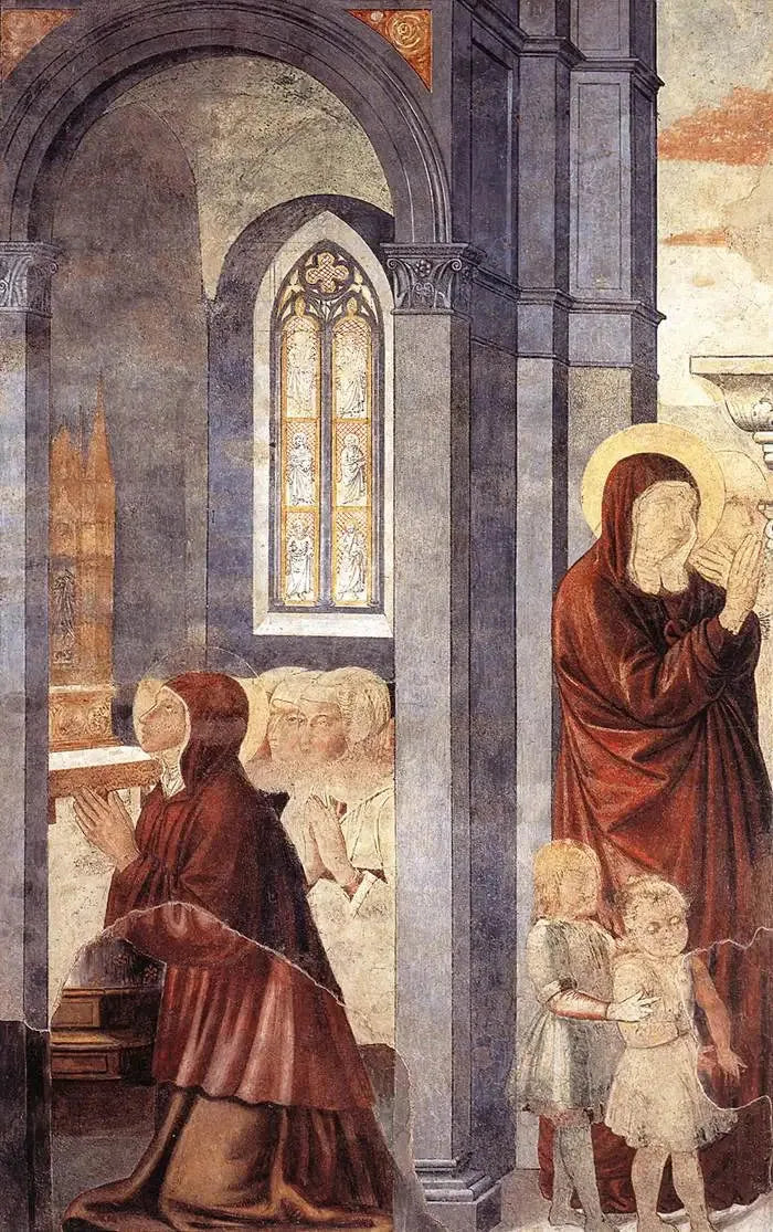 San Agustín despidiendo a su madre (escena 3, muro este) - Benozzo Gozzoli