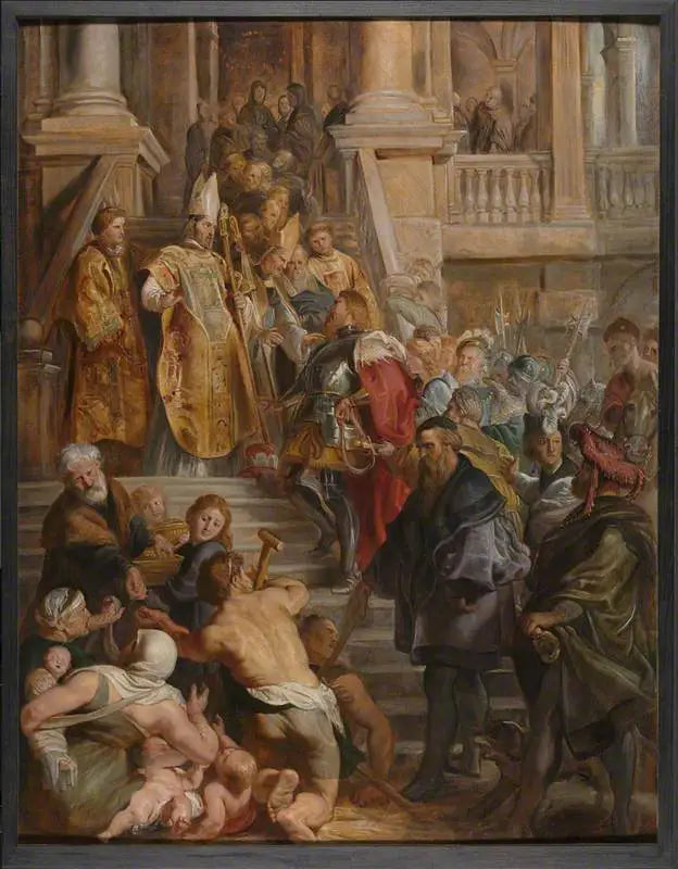 San Bavón es recibido por los santos Amand y Floriberto - Peter Paul Rubens