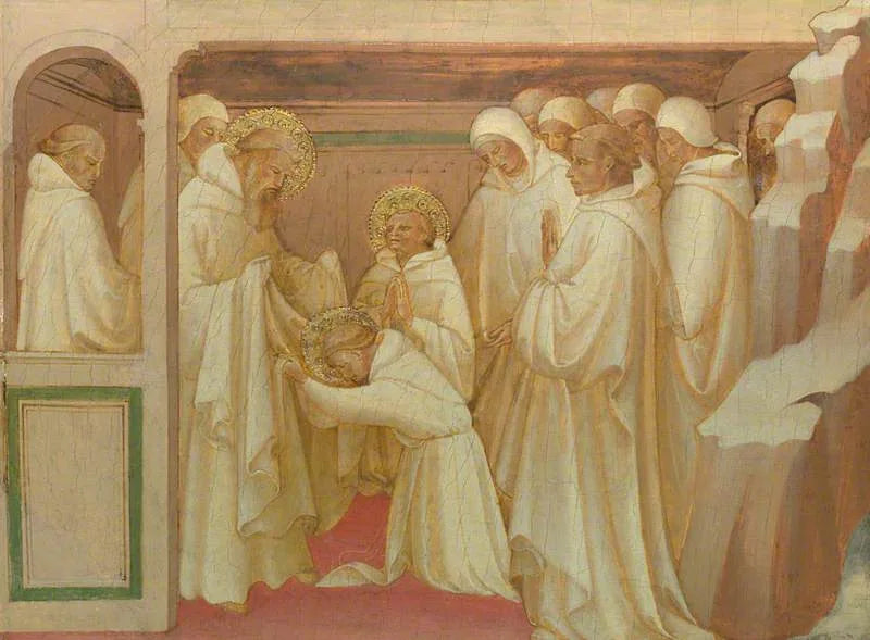 San Benito admitiendo santos en la Orden - Lorenzo Monaco
