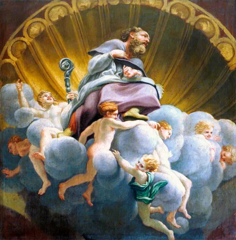 San Bernardo rodeado de ángeles (copia de la frescura de la cúpula de la catedral de Parma) - Antonio da Correggio