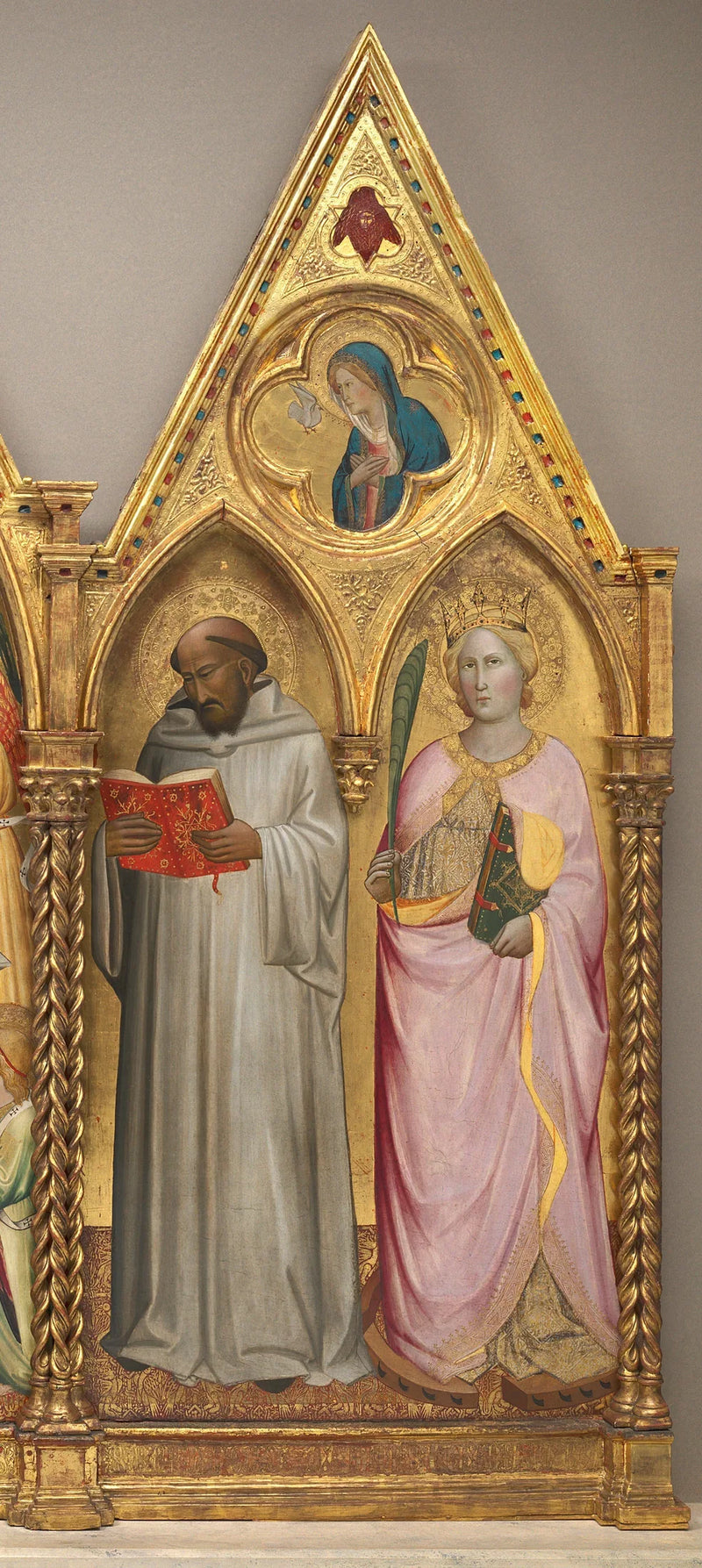 San Bernardo y Santa Catalina de Alejandría con la Virgen de la Anunciación [panel de la derecha] - Agnolo Gaddi