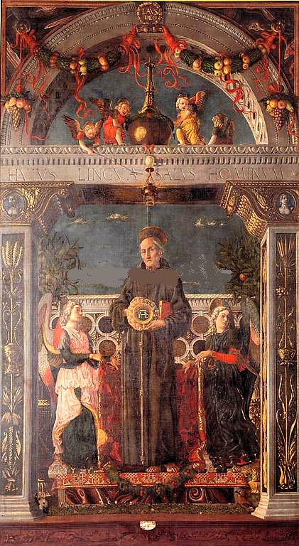 San Bernardino de Siena y dos ángeles (Mantegna) - Andrea Mantegna