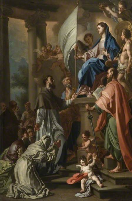 San Bonaventura recibiendo de la Virgen la bandera de San Severo - Francesco Solimena