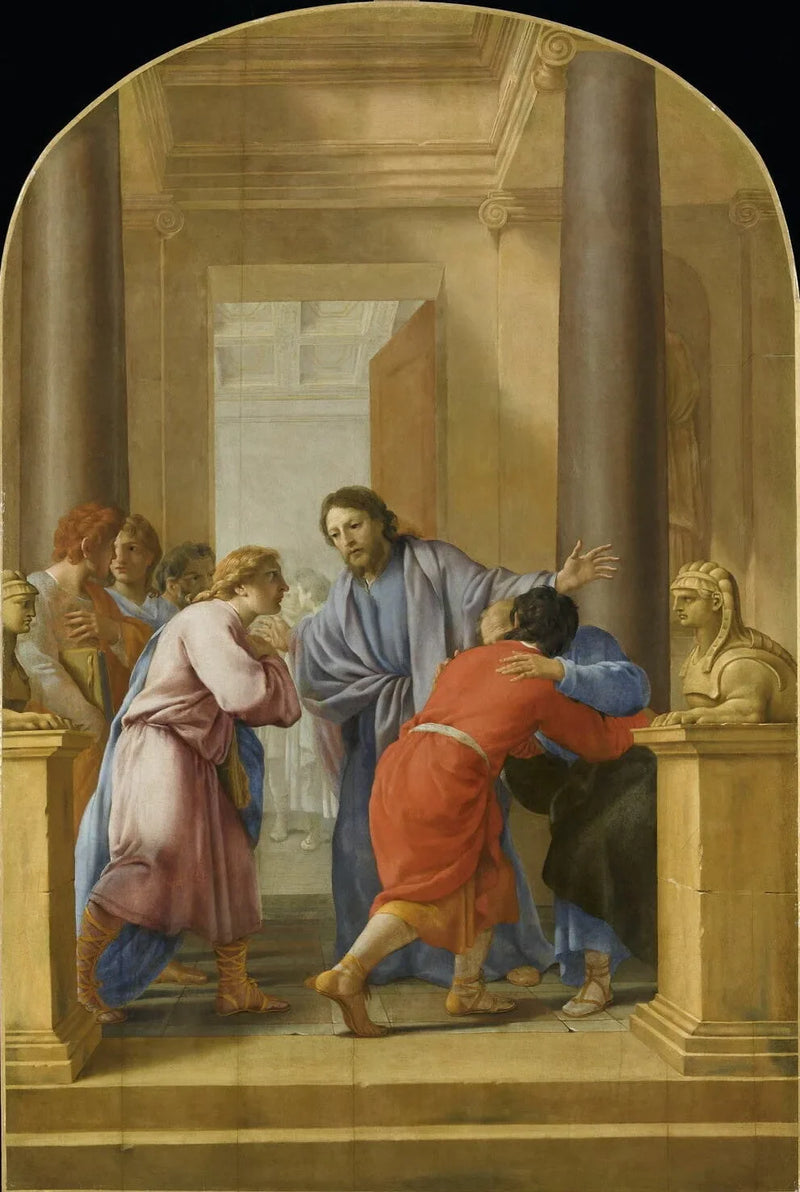 San Bruno invita a sus discípulos y amigos a abandonar el mundo - Eustache Le Sueur