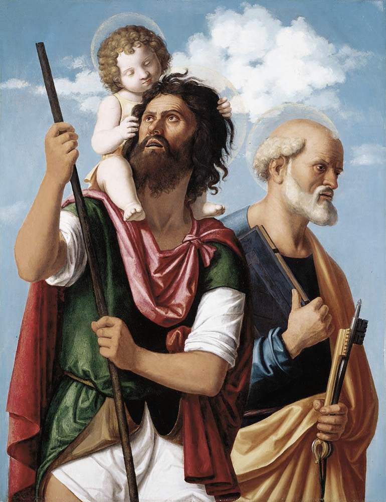 San Cristóbal con el Niño Jesús y san Pedro - Cima da Conegliano