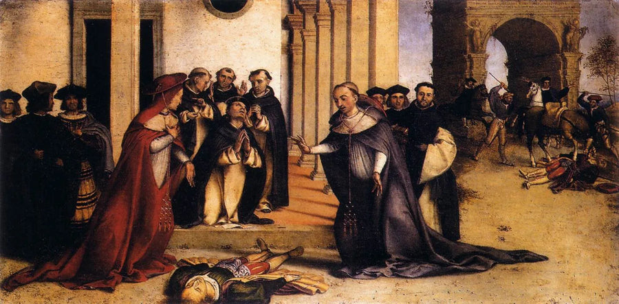 Santo Domingo cría a Napoleón Orsini - Lorenzo Lotto