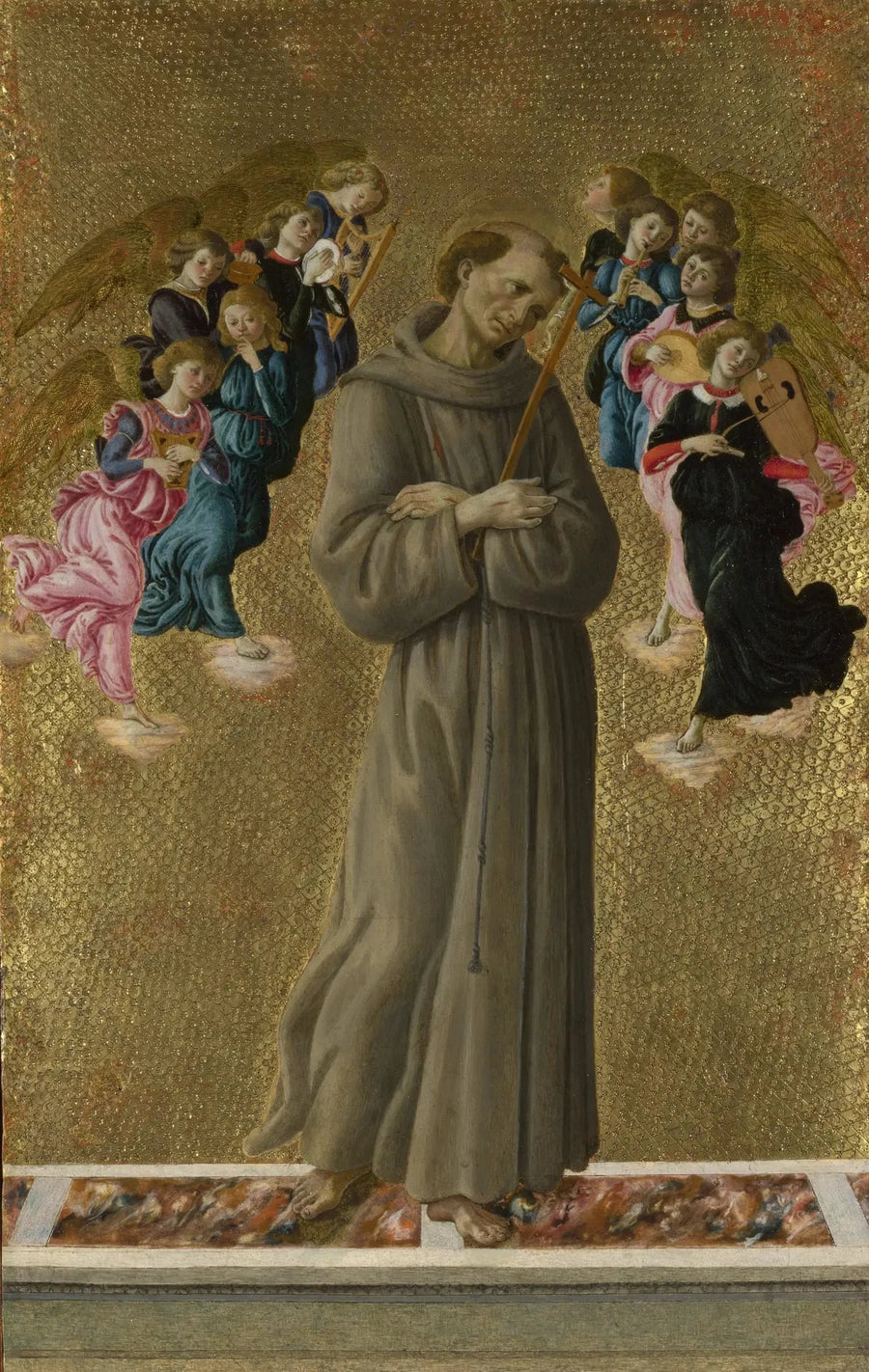 Francisco de Asís con ángeles - Sandro Botticelli