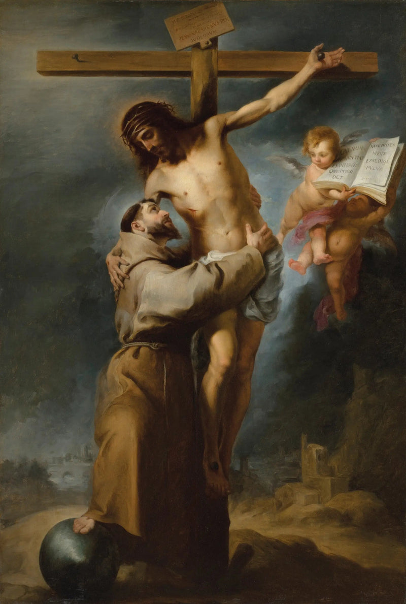 San Francisco de Asís abrazando a Cristo crucificado - Bartolomé Esteban Murillo