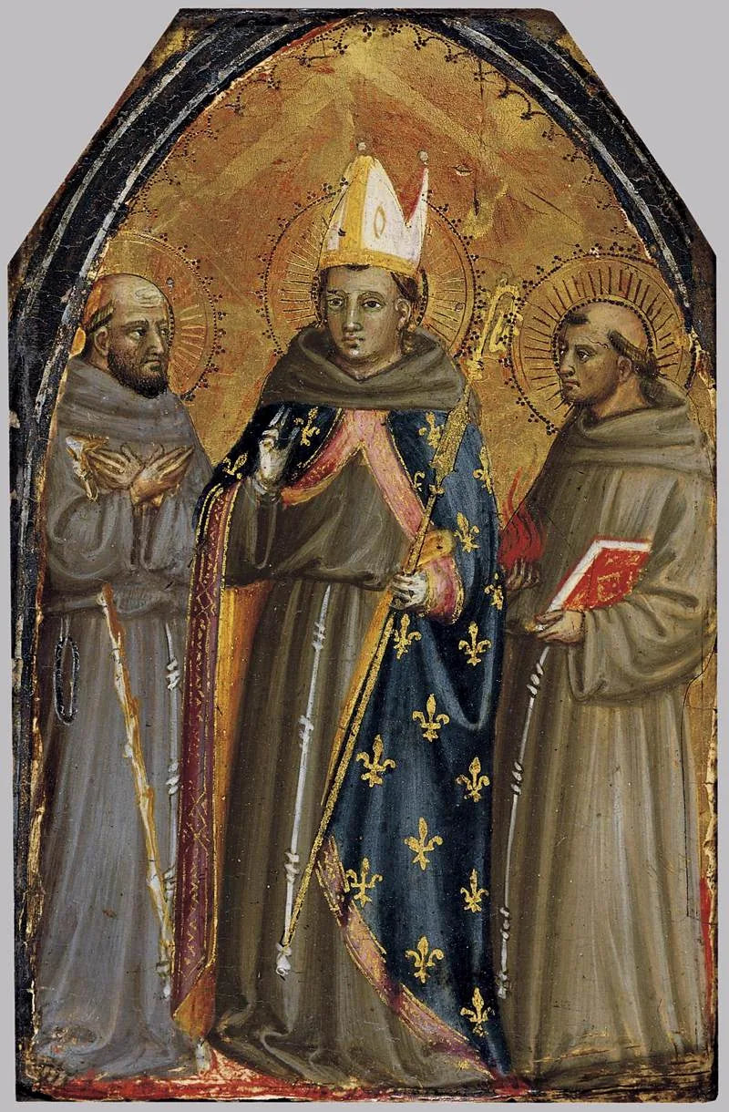 San Francisco de Asís, San Luis de Toulouse y San Antonio de Padua - Bicci di Lorenzo