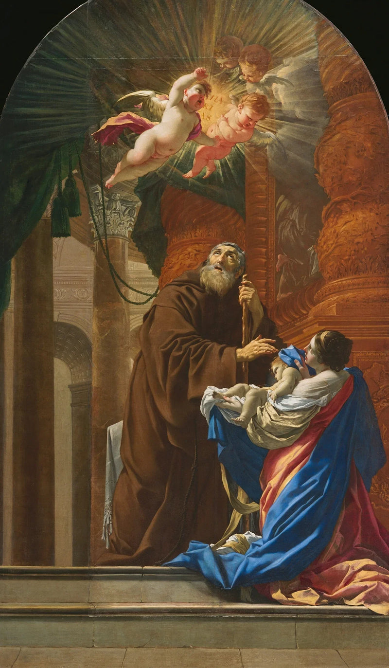 San Francisco de Paula resucitando al hijo de su hermana - Simon Vouet