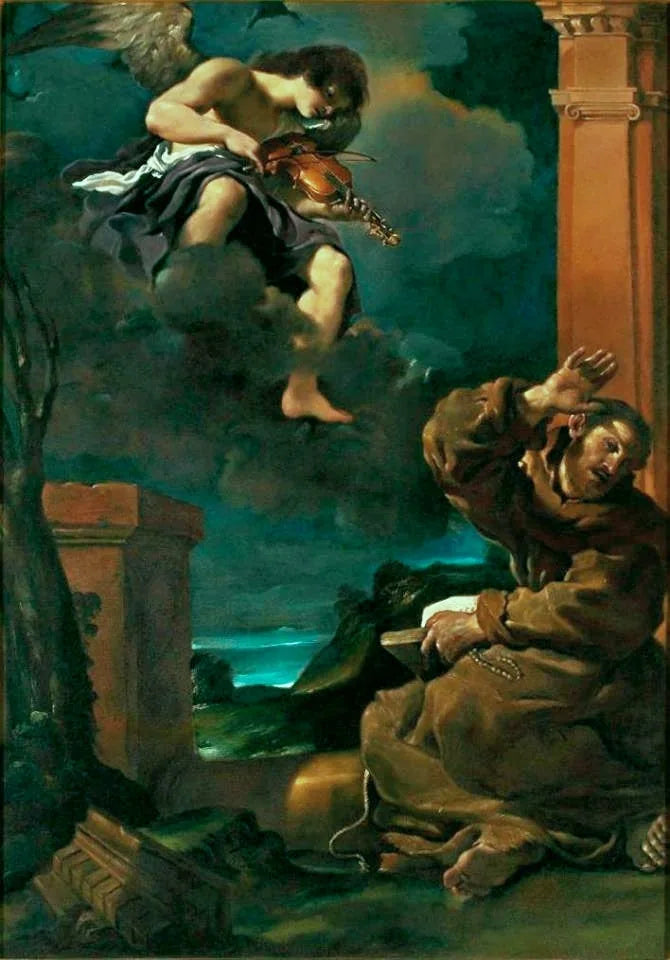 San Francisco en éxtasis con un ángel músico - Guercino
