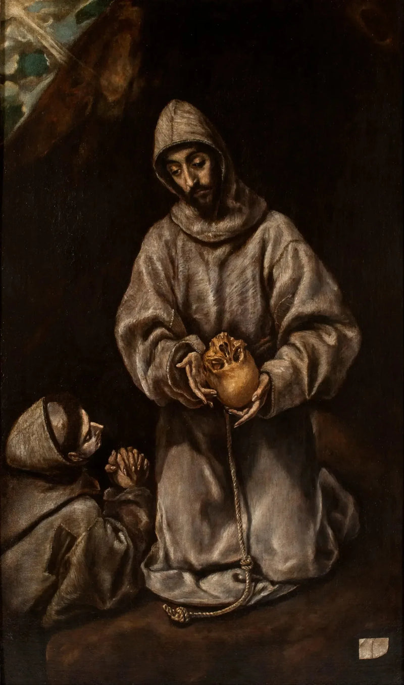 San Francisco y el hermano León meditando sobre la muerte - El Greco