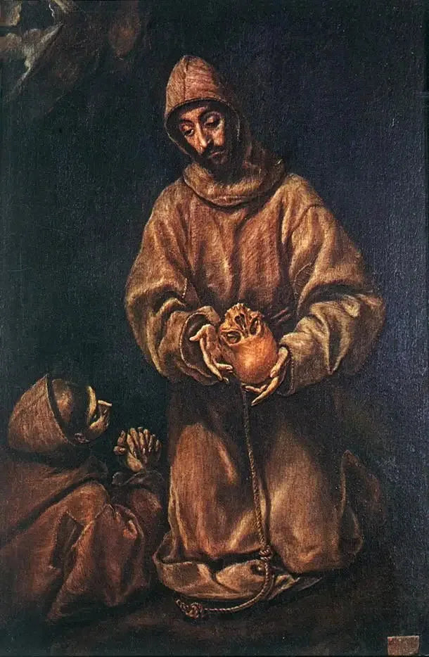 San Francisco y hermano León meditando sobre la muerte - El Greco